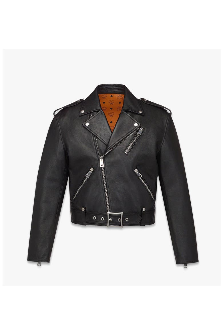 Cropped Rider Jacket in Lamb Leather, Main, color, Black