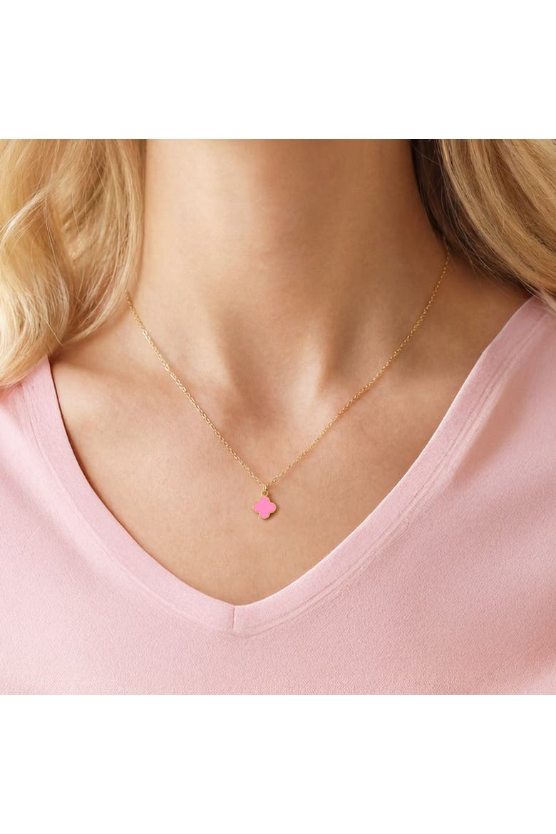 Mini Bubblegum Pink Single Clover Necklace, Alternate, color, Bubblegum Pink