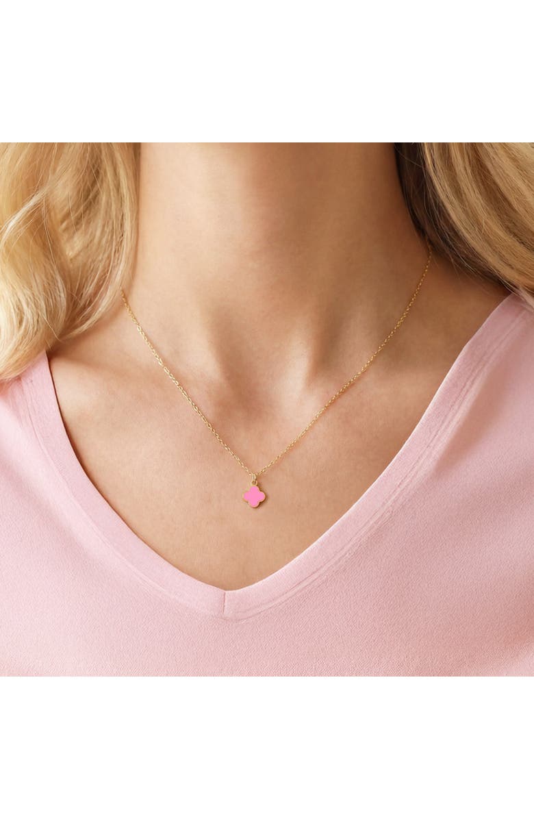 The Lovery Fine Jewelry Mini Bubblegum Pink Single Clover Necklace, Alternate, color, Bubblegum Pink