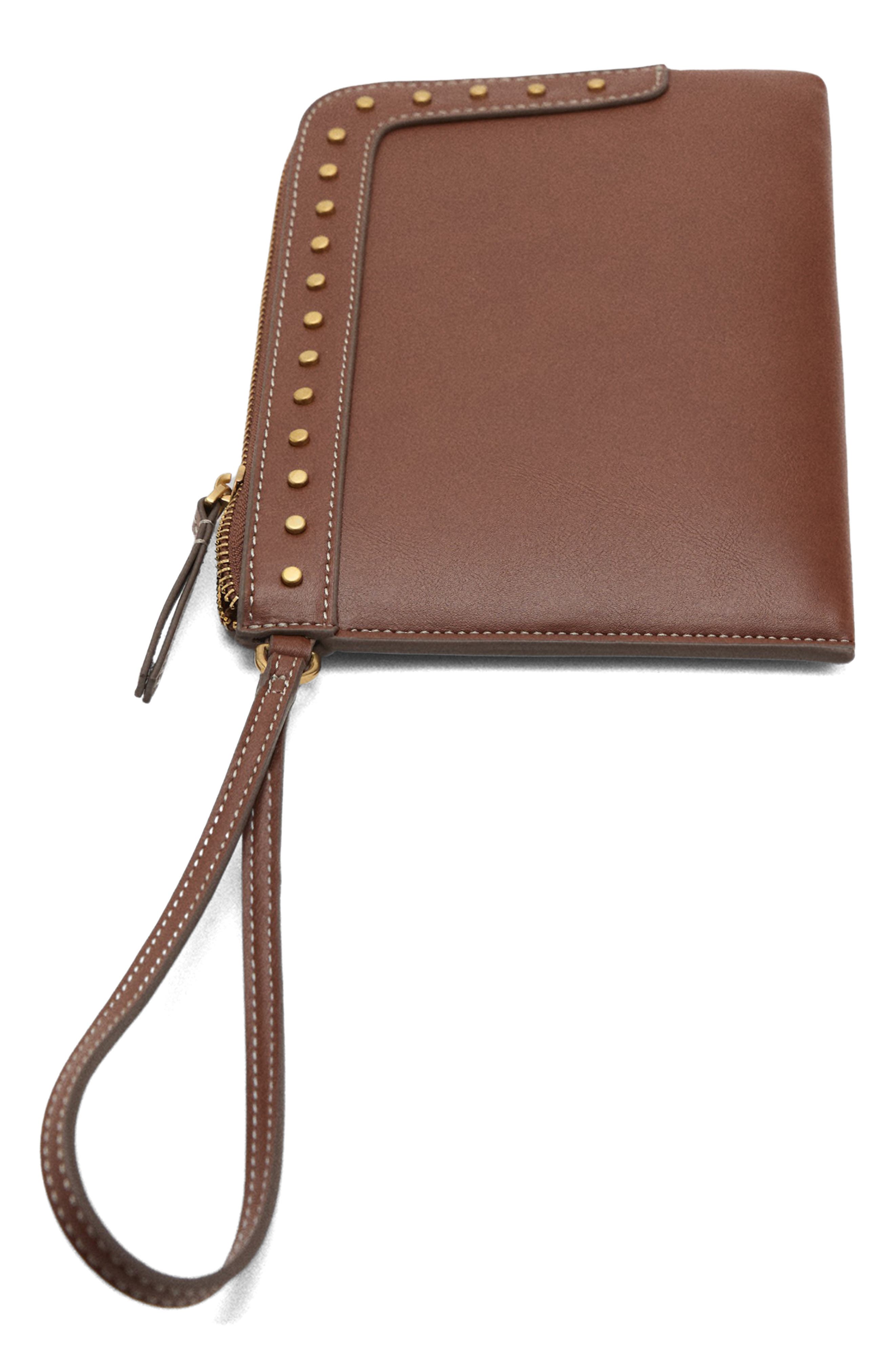 MANGO Stud Detail Faux Leather Wristle, Alternate, color, 