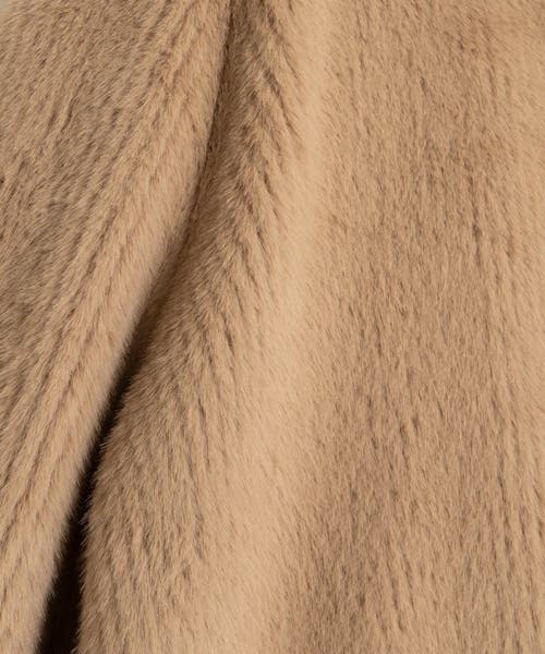 Echo Collarless Fur Jacket With Raglan Sleeves In Brown