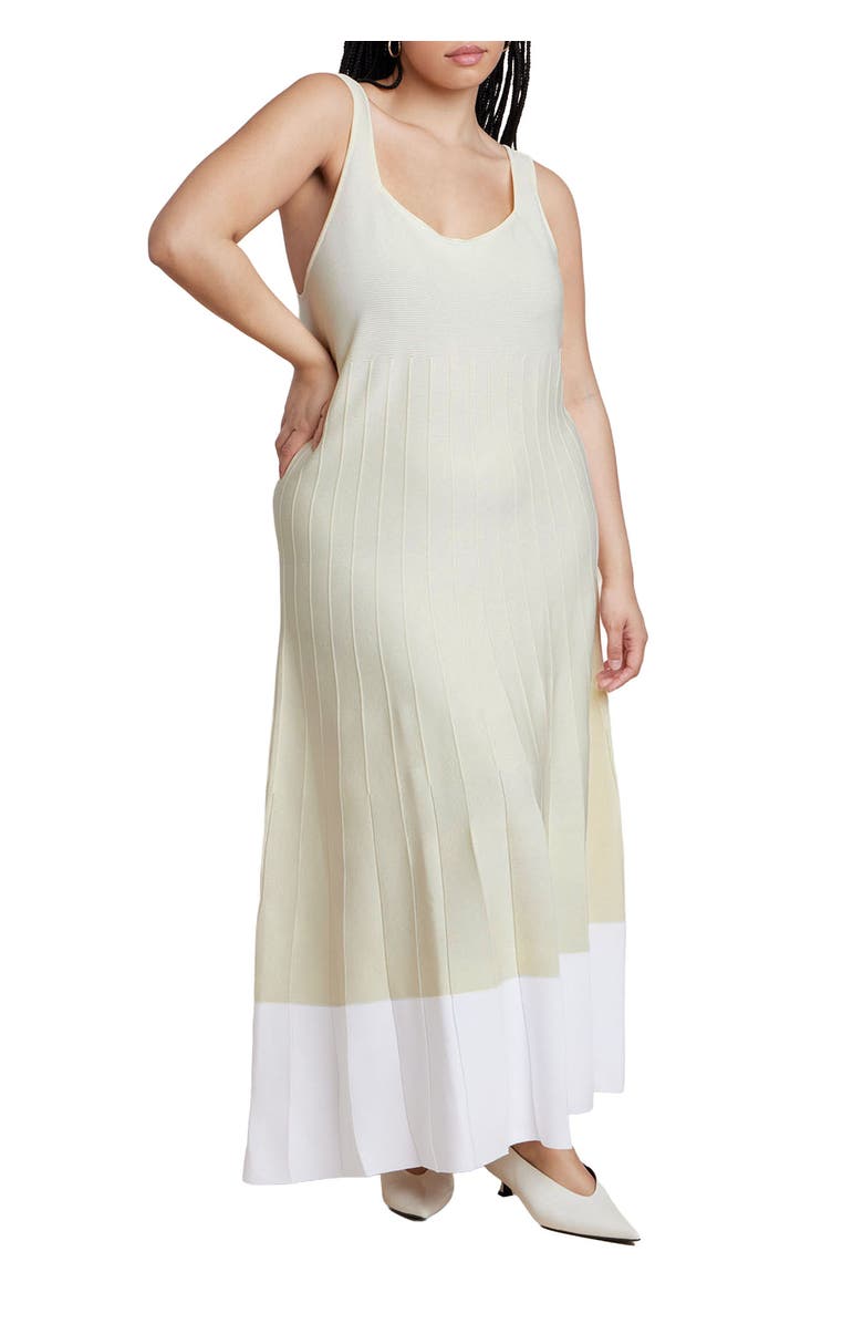 ELOQUII Contrast Hem Sweater Dress, Main, color, Light Blue