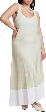 ELOQUII Contrast Hem Sweater Dress