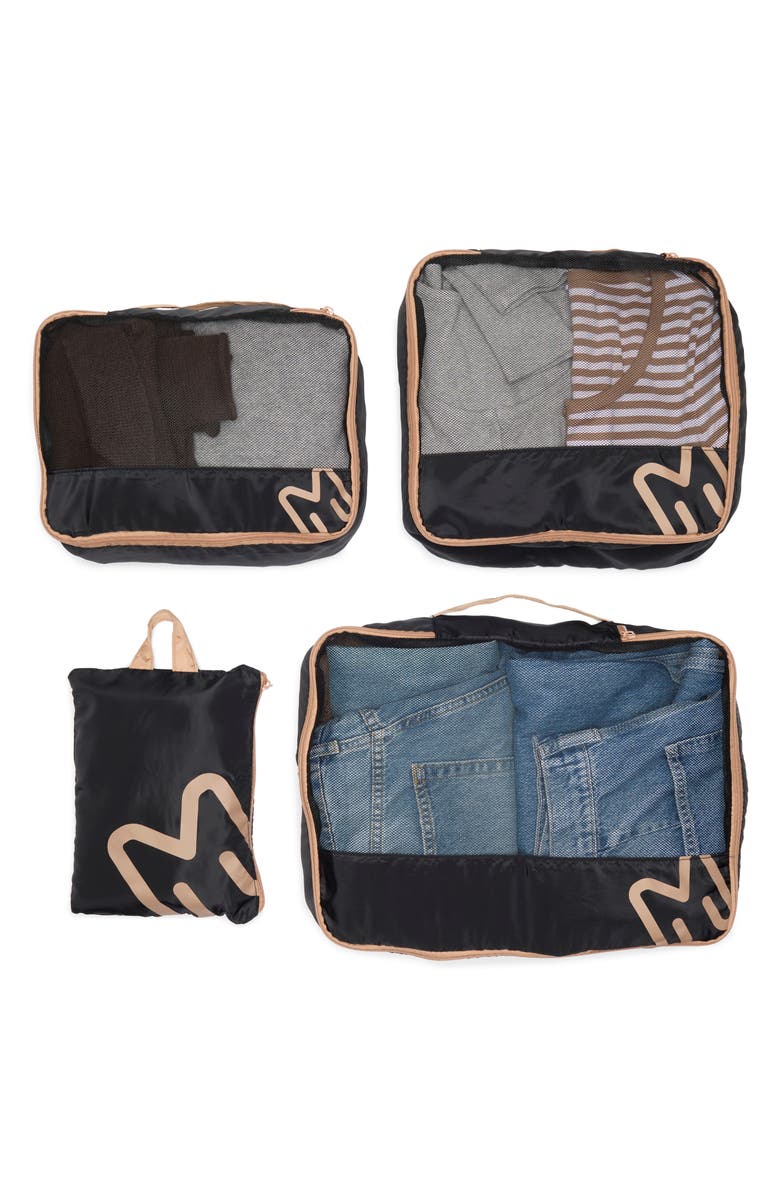 MYTAGALONGS Max Set of 4 Packing Cubes, Main, color, Black Tan