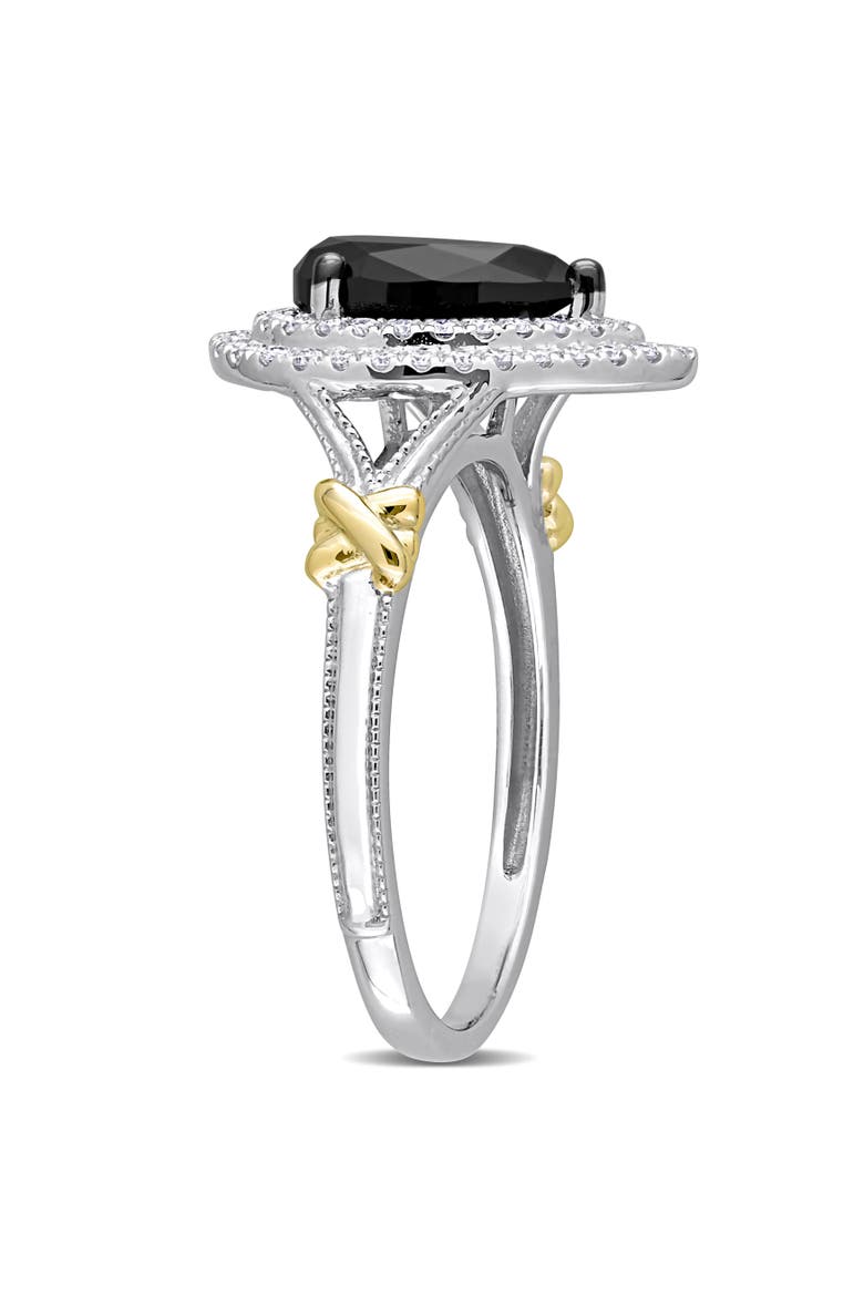 Black & White Diamond Pear Halo Ring 14k, Alternate, color, Black Diamond