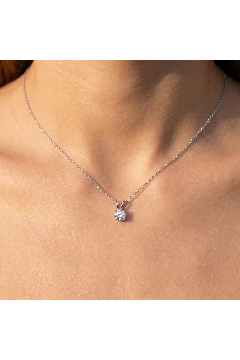 1/3ct Lab Grown Diamond Round Solitaire Pendant 14K Gold, Alternate, color, 14k White Gold