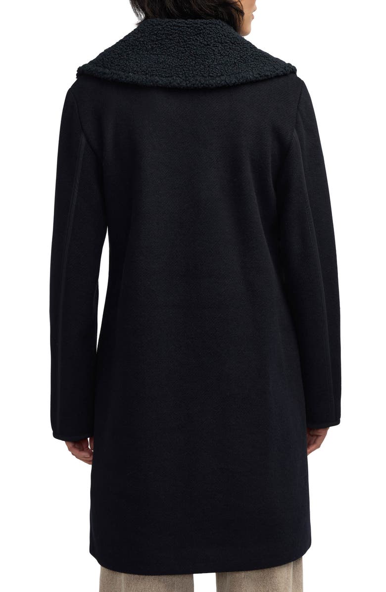 Scotch & Soda Runa Faux Shearling Collar Peacoat, Alternate, color, Black