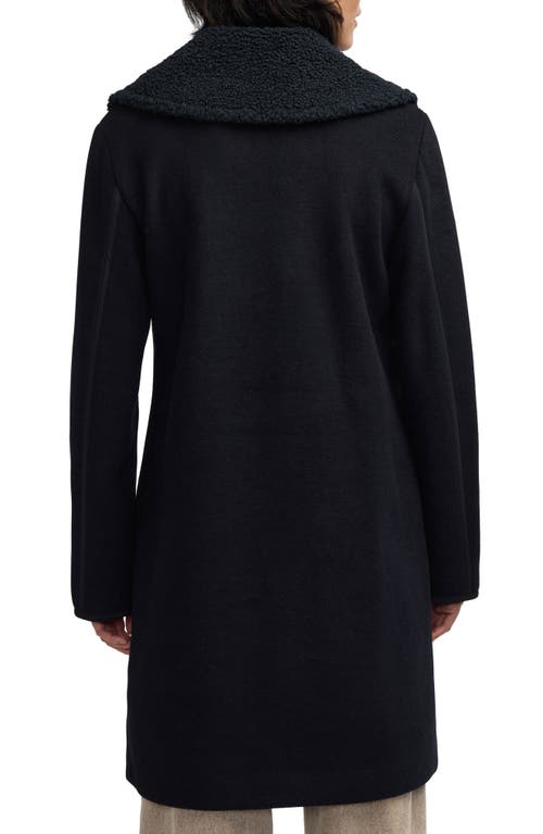 Scotch & Soda Runa Faux Shearling Collar Peacoat In Black