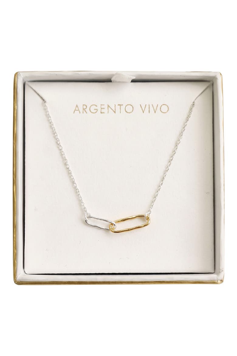 Two-Tone Linked Pendant Necklace, Alternate, color, GOLD/ SIL