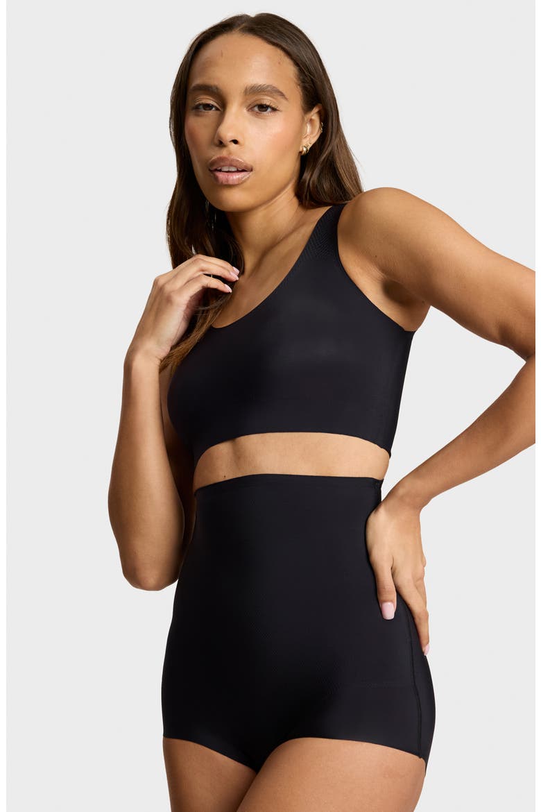 Zone Smoothing High Waist Briefs, Alternate, color, BLACK