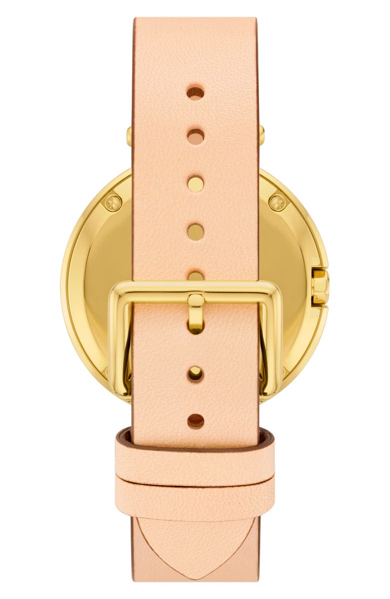 Tory Burch The Pierced Leather Strap Watch, 36mm, Alternate, color, Tan