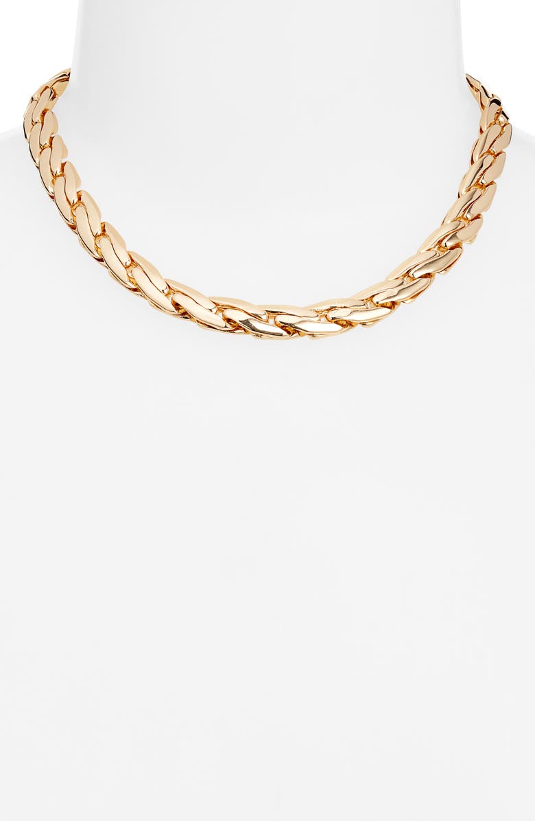 Open Edit Woven Collar Necklace, Alternate, color, Gold