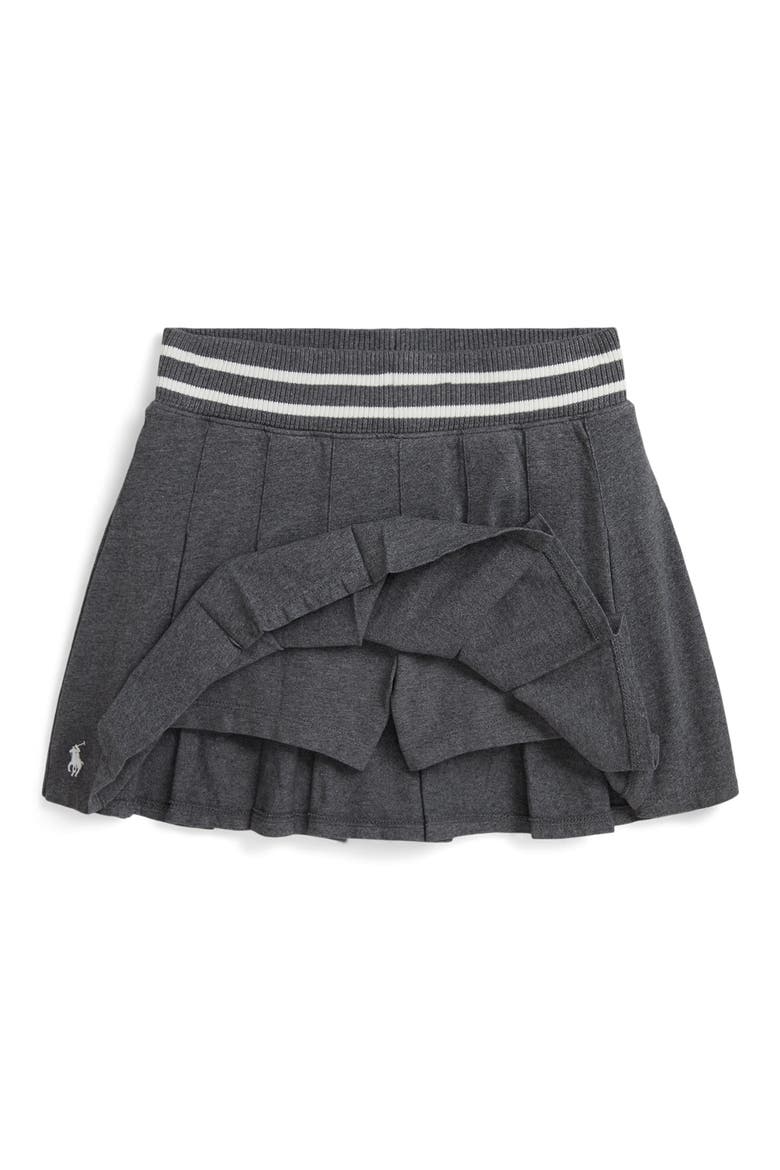 Kids' Pleated Cotton Skort, Alternate, color, MEDIUM FLANNEL HEATHER