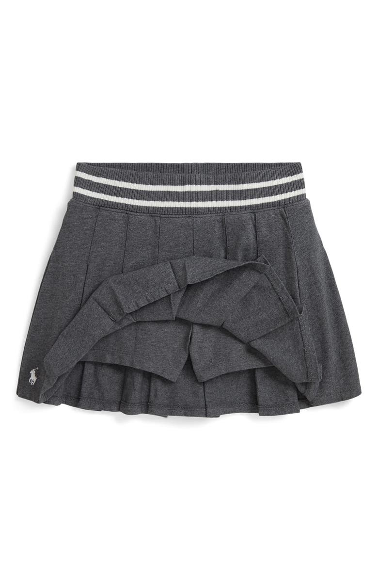 Polo Ralph Lauren Kids' Pleated Cotton Skort, Alternate, color, Medium Flannel Heather