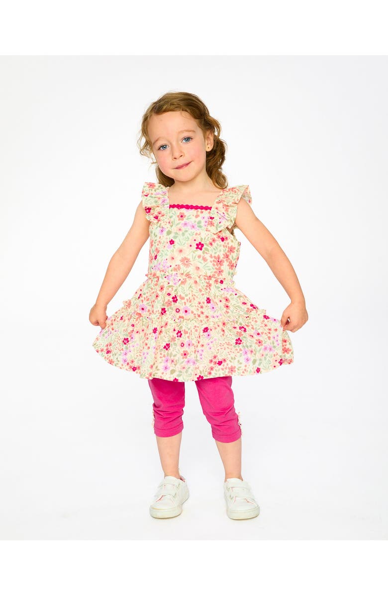 Deux par Deux Tunic and Organic Cotton Printed Flowers Capri Set, Alternate, color, Off White Print Flowers & Pink