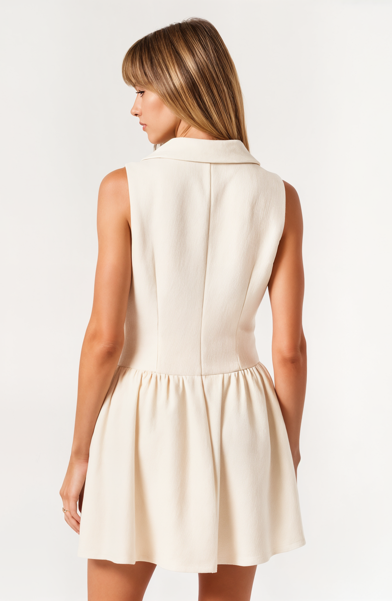 Modenaire Sleeveless Blazer Dress with Double-Breasted Design and Flared Hem, Alternate, color, Cream