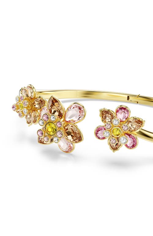 Swarovski Idyllia Crystal Flower Open Bangle Bracelet In Gold