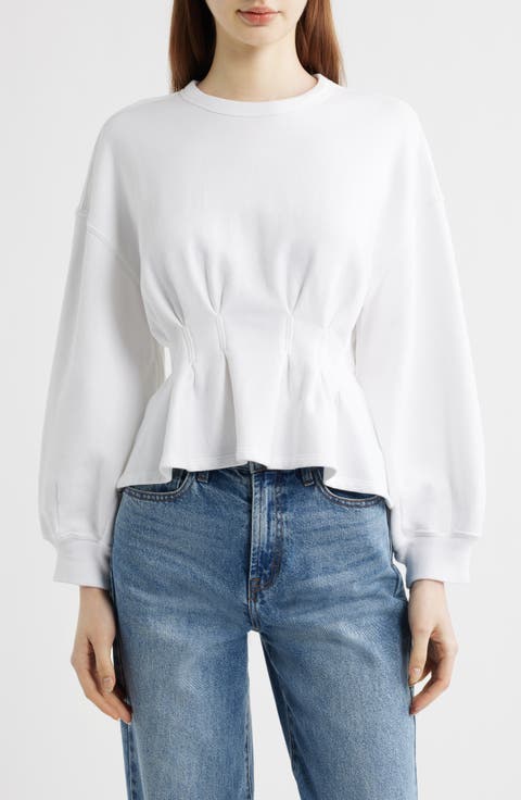 The Slouchy Cotton Corset Peplum Sweatshirt
