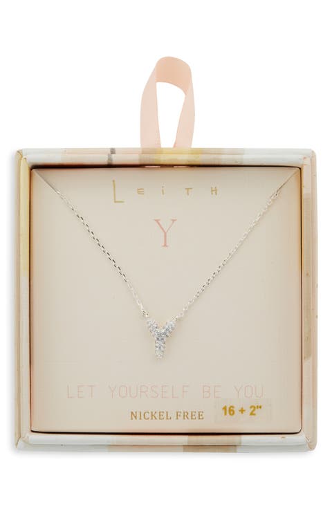 Cubic Zirconia Initial Pendant Necklace