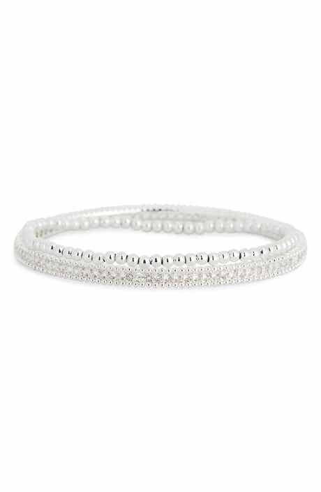 NORDSTROM RACK Set of 2 Cubic Zirconia Bangle & Beaded Stretch Bracelets