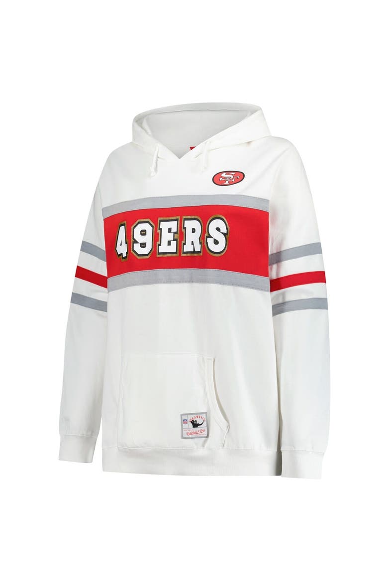 Women's Mitchell & Ness White San Francisco 49ers Plus Size Head Coach Throwback Pullover Hoodie, Alternate, color, White