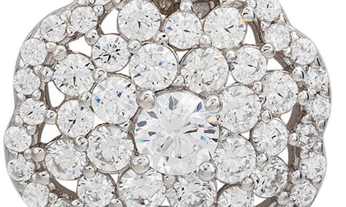 Suzy Levian Sterling Silver Brown Cubic Zirconia Flower Stud Earrings In Silver