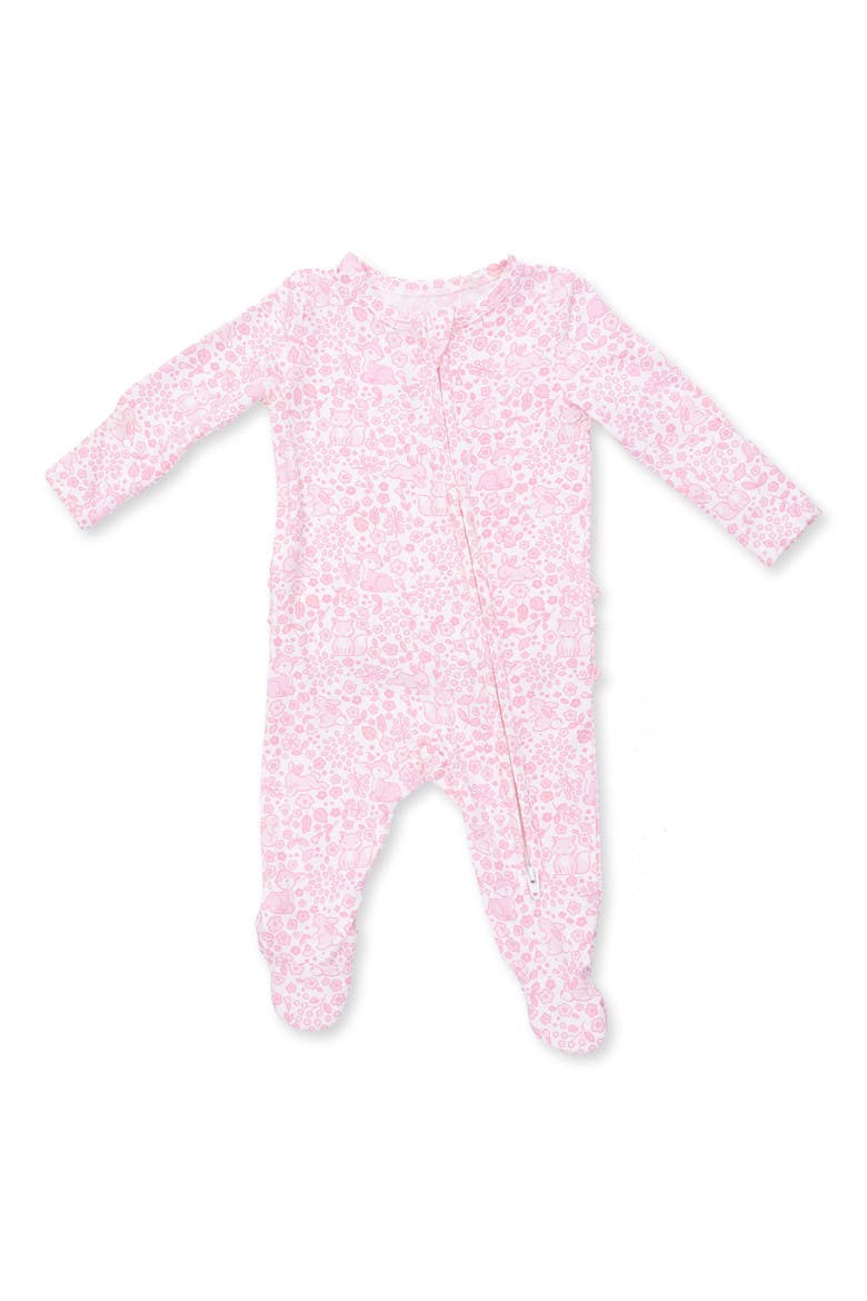 Kids' Baby Woodland Ruffle Zip Footie, Main, color, PINK IVORY