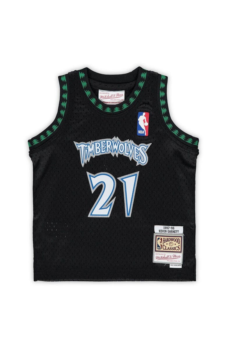 Mitchell & Ness Infant Mitchell & Ness Kevin Garnett Black Minnesota Timberwolves 1997/98 Hardwood Classics Retired Player Jersey, Alternate, color,