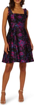 Adrianna Papell Floral Ruffle Jacquard Cocktail Dress