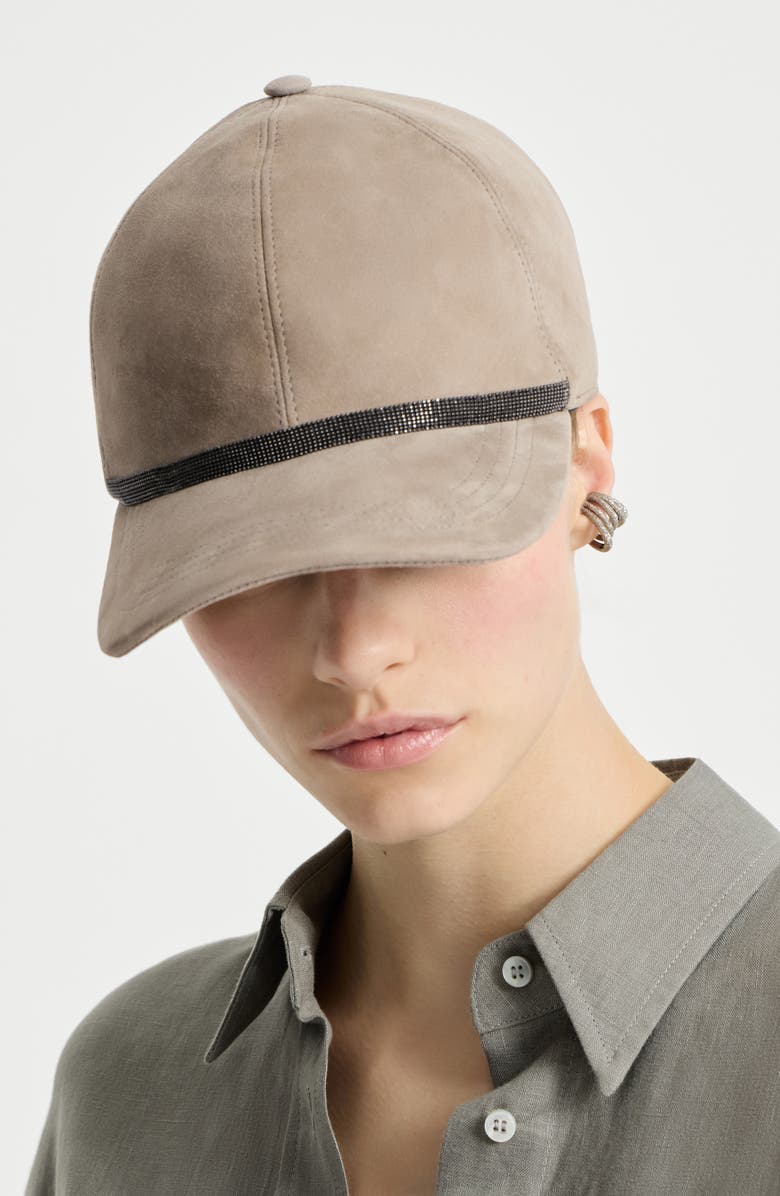 Brunello Cucinelli Baseball Cap with monili, Alternate, color, Beige