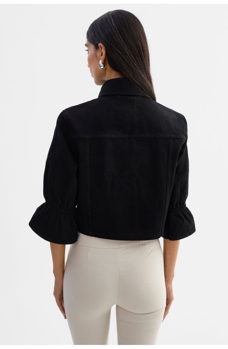 LAMARQUE Carolina D | Denim Ruffle Sleeve Jacket, Alternate, color, Black