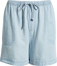 beachlunchlounge Yoko Tie Waist Chambray Shorts
