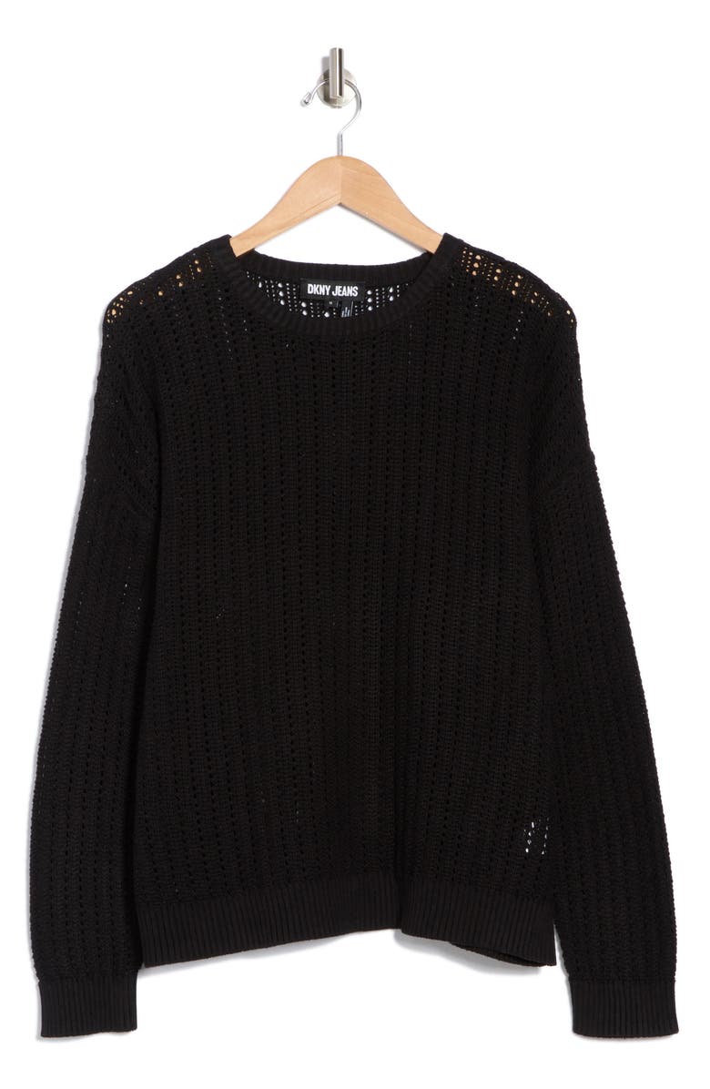 DKNY Jeans Open Stitch Cotton Sweater, Alternate, color,