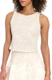 Muse Floral Sleeveless Jacquard Crop Top