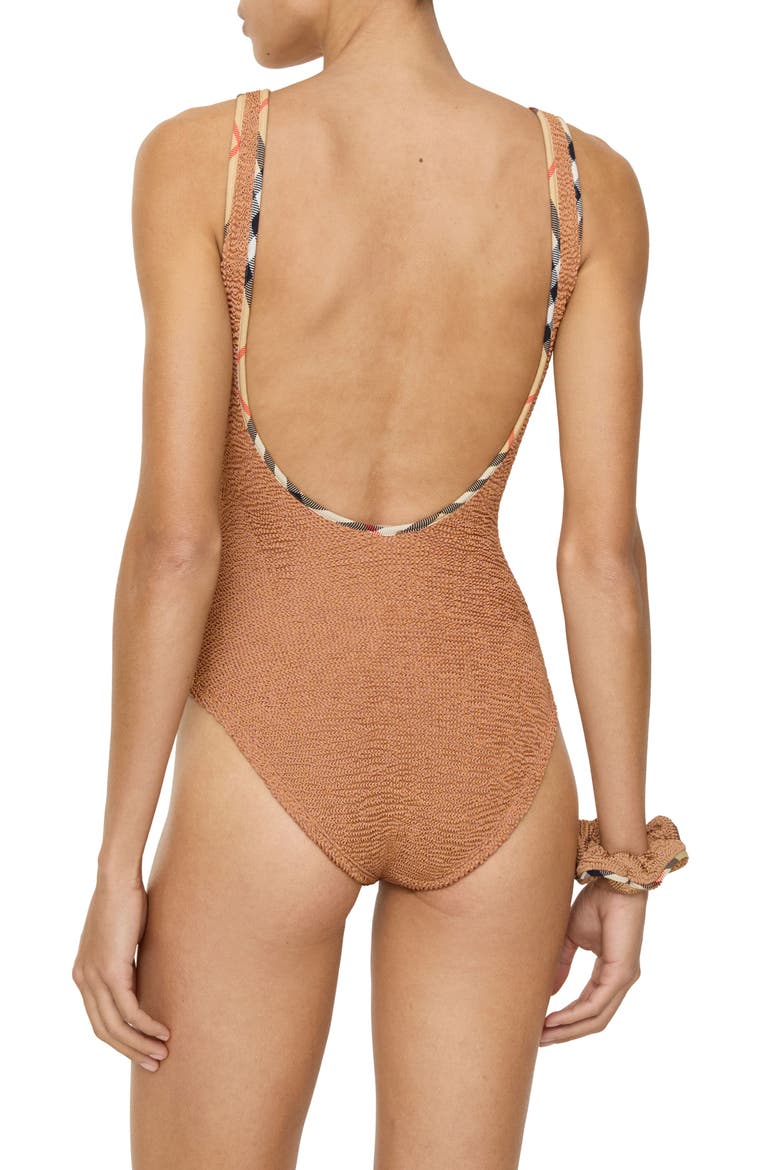 Faye Original Crinkle™ One-Piece Swimsuit, Alternate, color, METALLIC COCOA