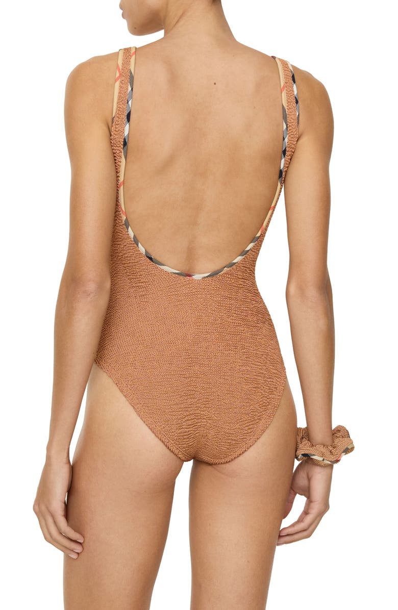 Burberry x Hunza G Faye Original Crinkle<sup>™</sup> One-Piece Swimsuit, Alternate, color, 