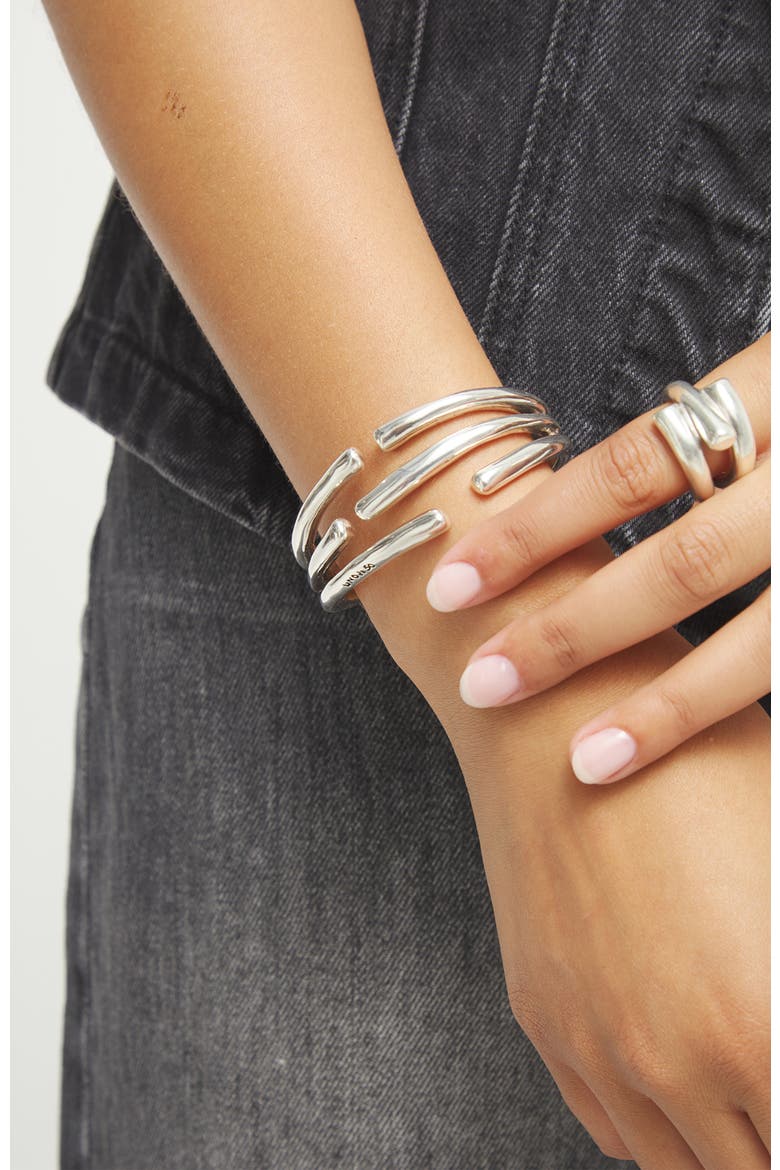 Bracelet Plated In Sterling Silver In The Shape Of Several Tubes, Alternate, color, Silver