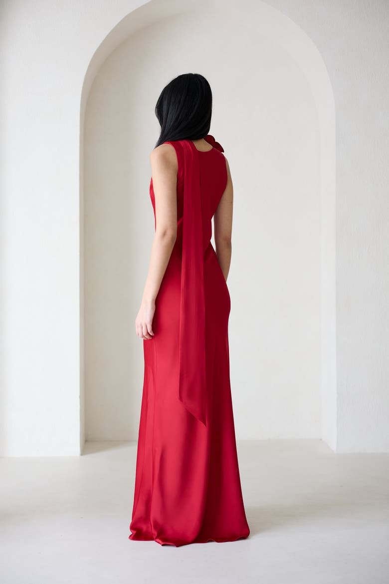 Luna Silky Bias Cut Dress in Assouline Red, Alternate, color, Assouline Red