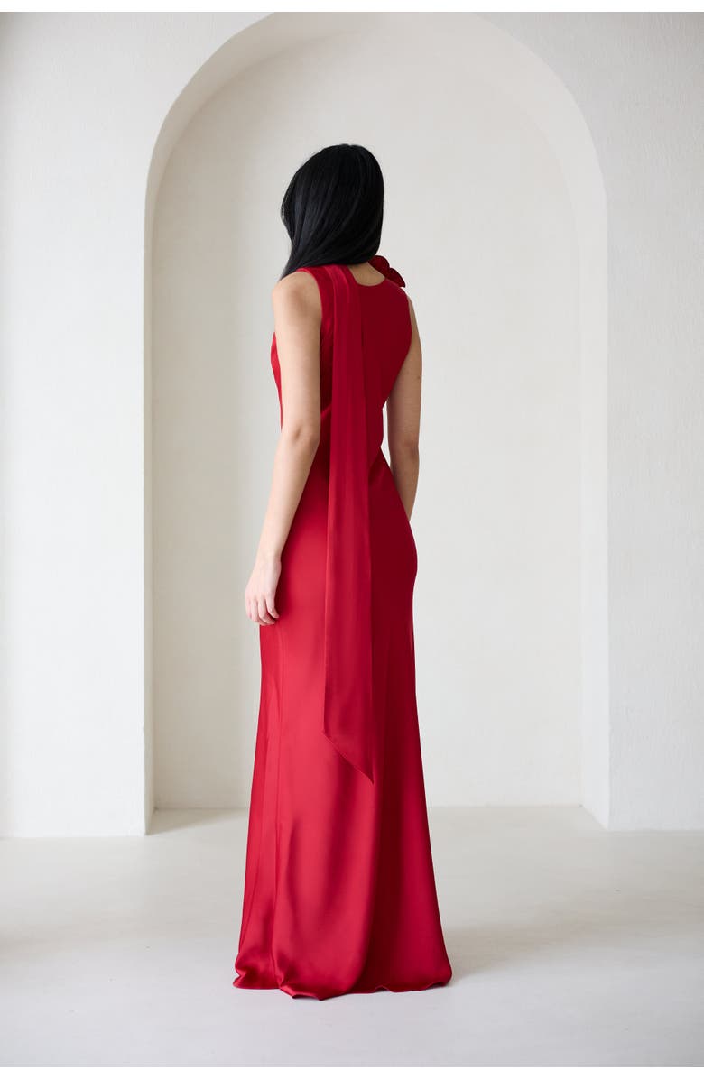 Vasiliki Luna Silky Bias Cut Dress in Assouline Red, Alternate, color, Assouline Red