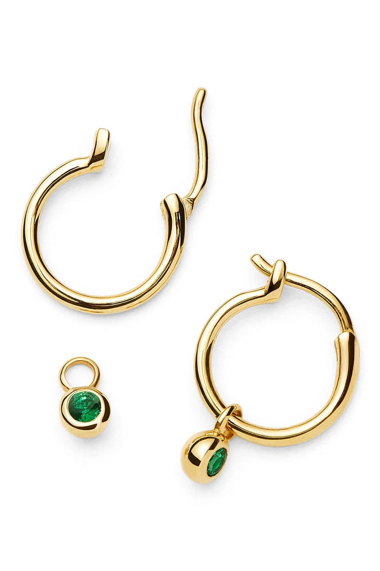 Tennis Charm Mini Hoop Earrings, Alternate, color, GOLD