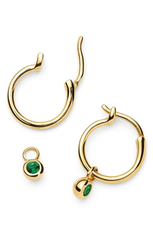 Missoma Tennis Charm Mini Hoop Earrings In Brown