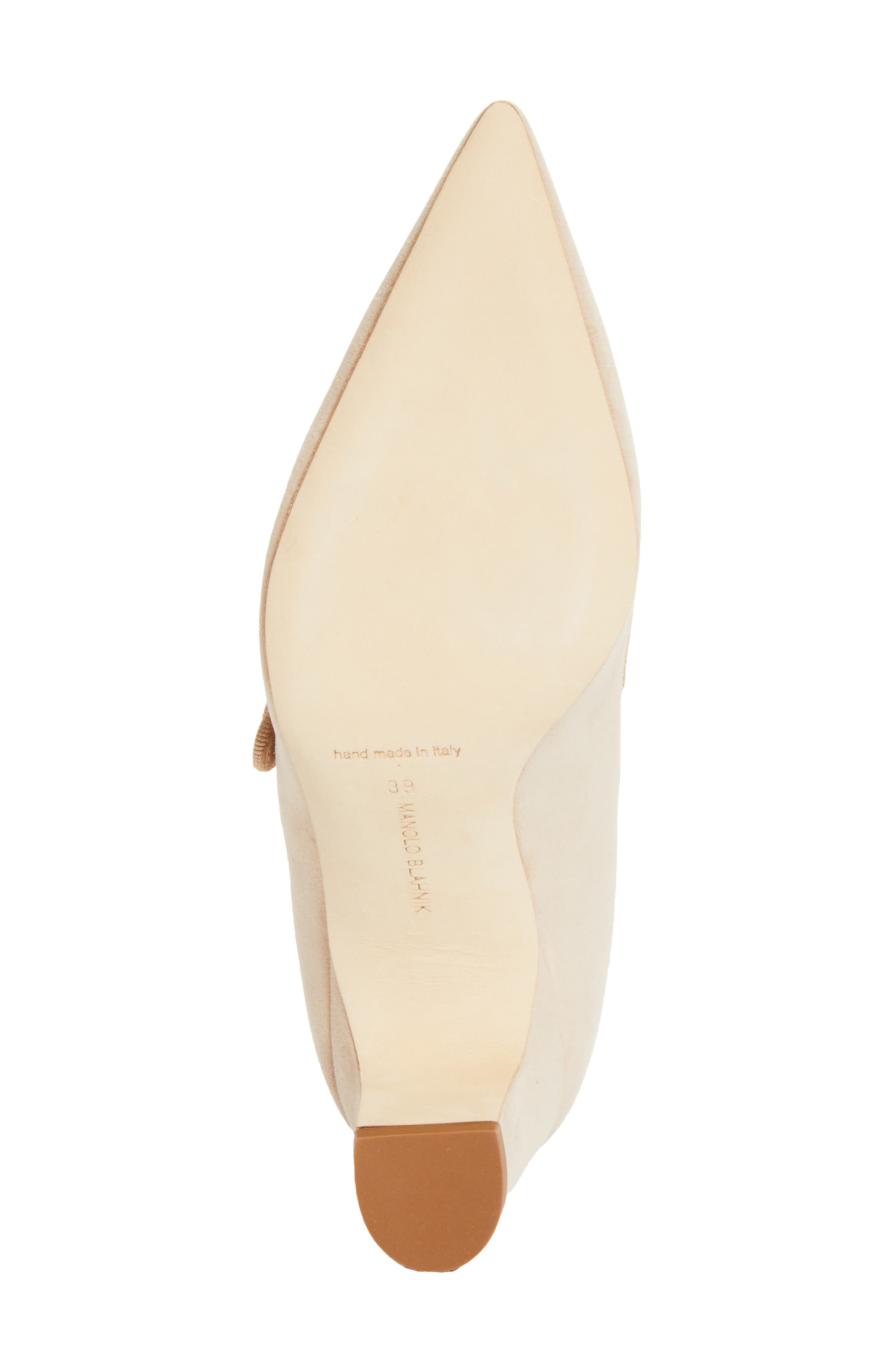Manolo Blahnik Campariba Pointed Toe Mary Jane Pump, Alternate, color, Beige