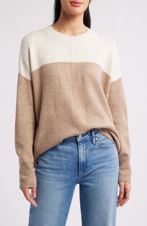 Extended Shoulder Colorblock Sweater