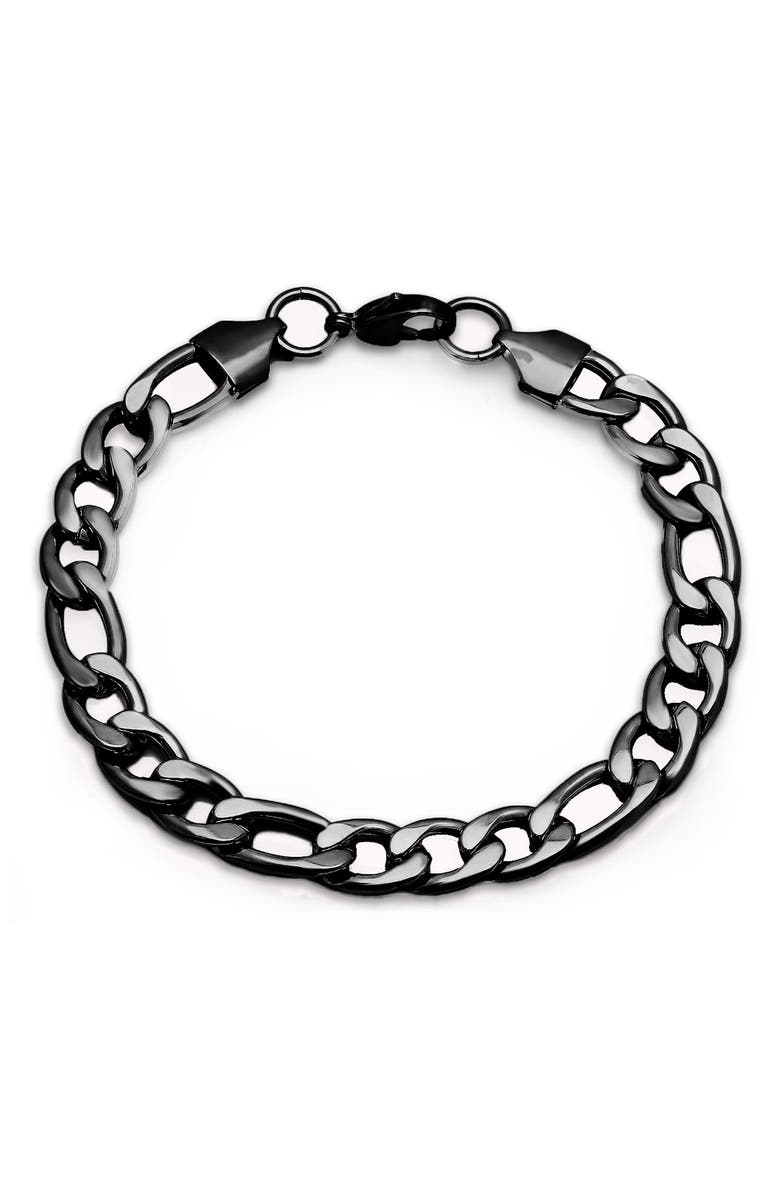 HMY JEWELRY Men's Stainless Steel Chain Link Bracelet, Main, color, Black