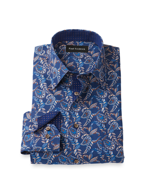 Cotton Buttondown Collar Broadcloth Classic Contrast Trim Button Cuff Long Sleeve Shirt