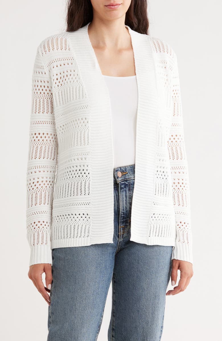 CYRUS Open Stitch Cardigan, Main, color, Bright White