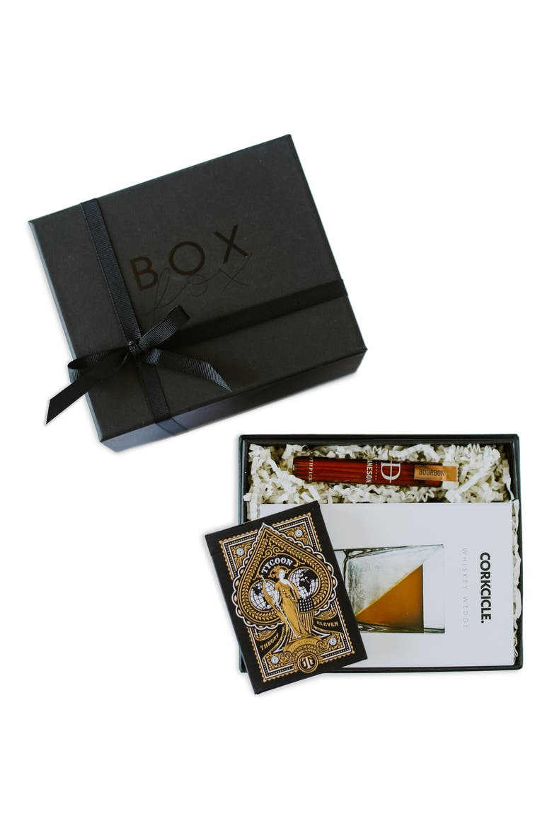 Spirits Bright Whiskey Set Gift Box, Main, color, BLACK