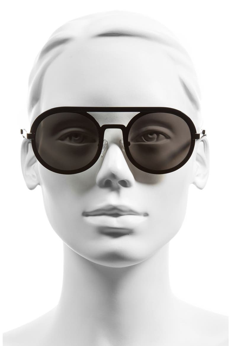 'Crosby' 50mm Round Sunglasses, Alternate, color, SHINY CHARCOAL/ SMOKE MONO