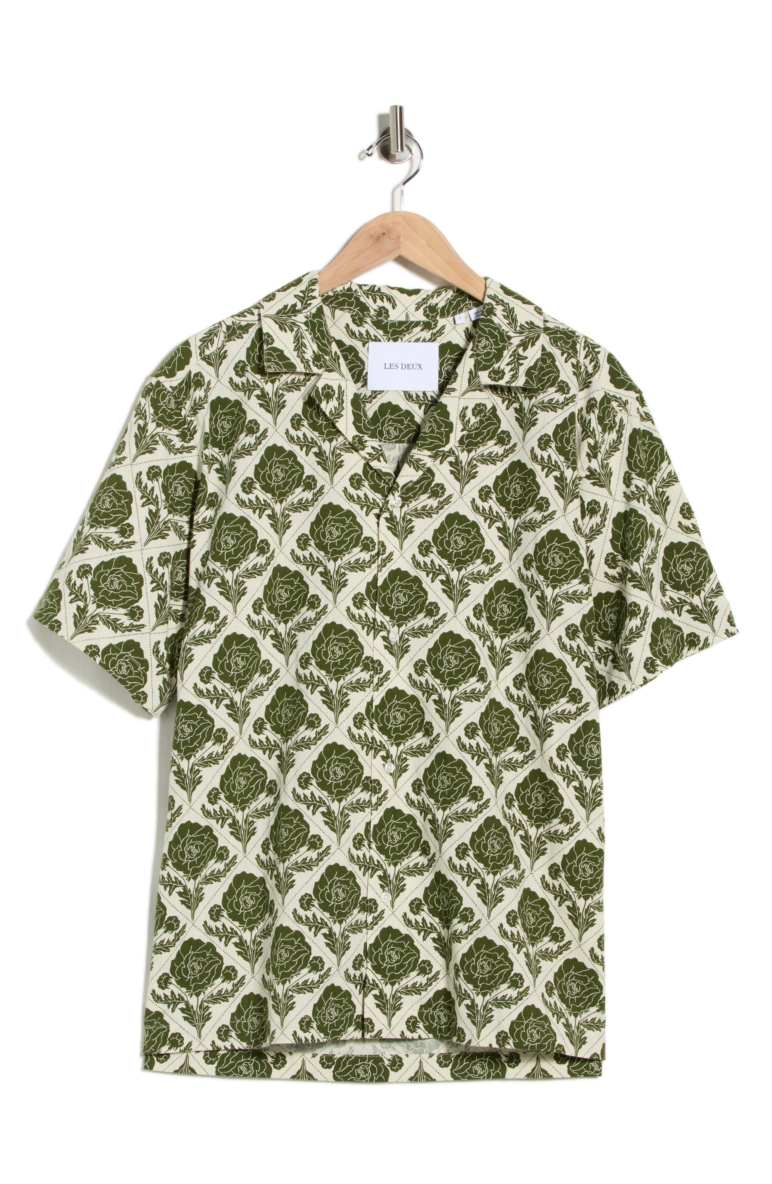 Les Deux Lesley Flower Tile Organic Cotton Camp Shirt
