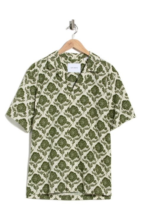 Lesley Flower Tile Organic Cotton Camp Shirt